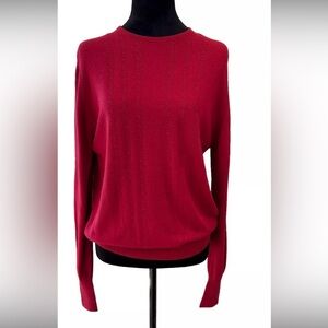 Heathcote VTG 1980s ladies pullover red acrylic sweater feminine pearl button 40